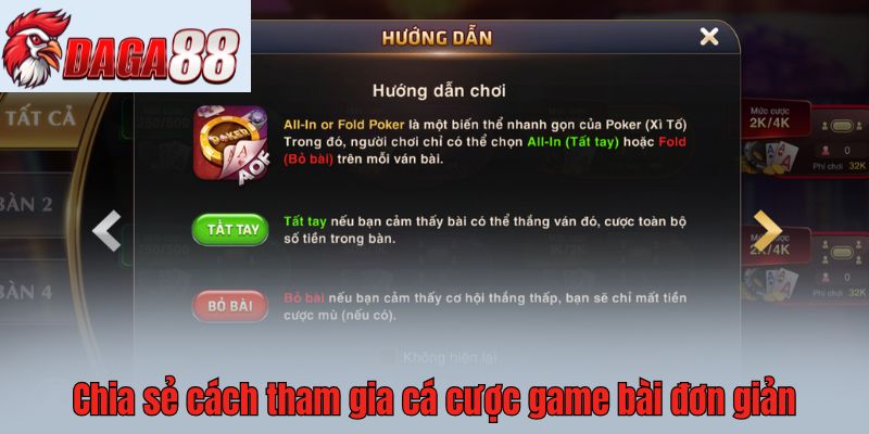 Chia sẻ cách tham gia cá cược game bài đơn giản