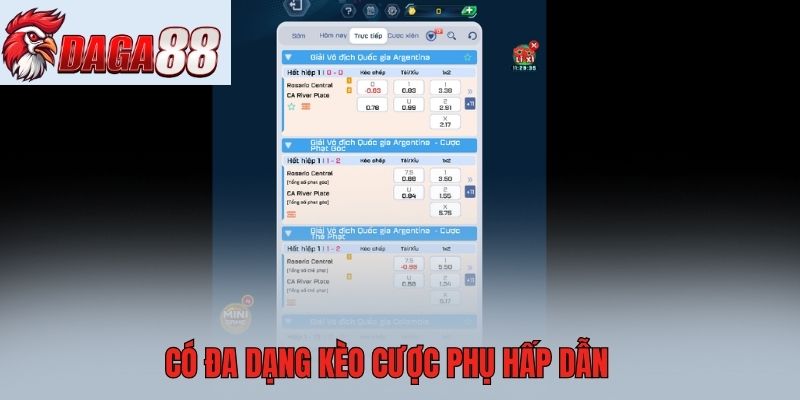 Có đa dạng kèo cược phụ hấp dẫn