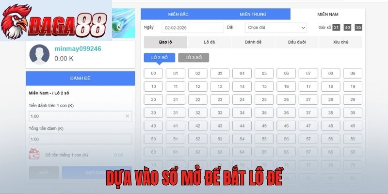 Dựa vào sổ mở để bắt lô đề