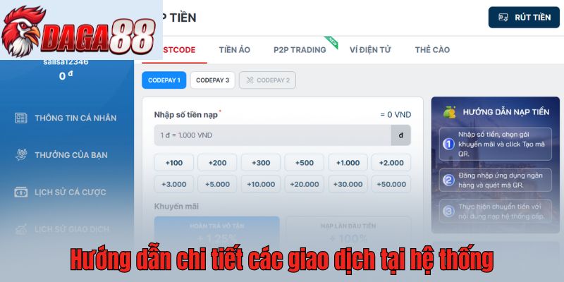 Hướng dẫn chi tiết các giao dịch tại hệ thống