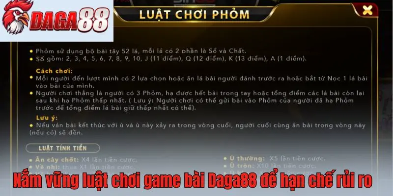 Nắm vững luật chơi game bài Daga88 để hạn chế rủi ro