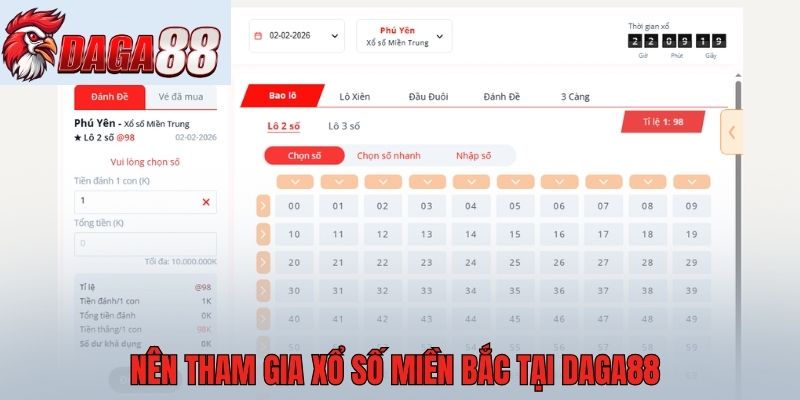 Nên tham gia xổ số miền Bắc tại Daga88