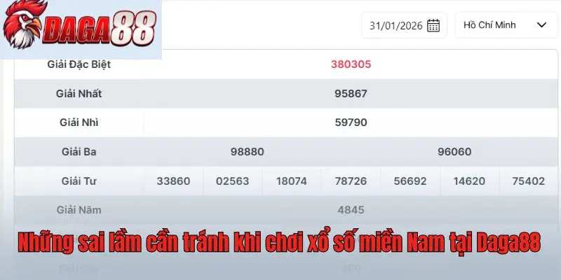 Những sai lầm cần tránh khi chơi xổ số miền Nam tại Daga88