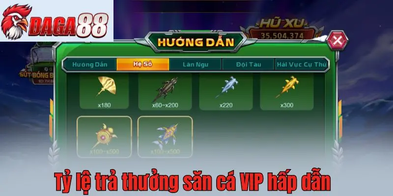 Tỷ lệ trả thưởng săn cá VIP hấp dẫn