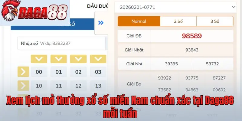Xem lịch mở thưởng xổ số miền Nam chuẩn xác tại Daga88 mỗi tuần